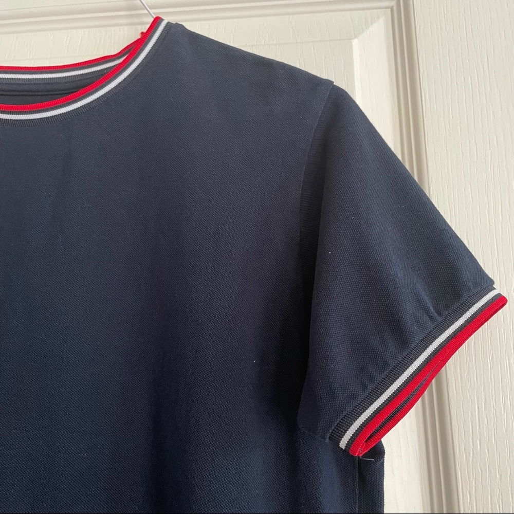 Denim & Flower Men’s Short Sleeve Tee Navy Stripe - Picture 2 of 7